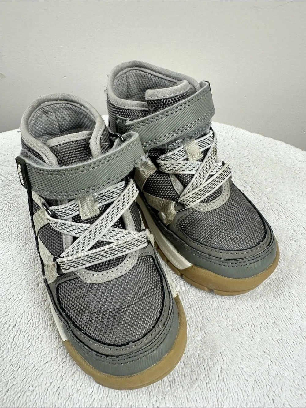 OshKosh B'gosh Baby Toddler Grey and White High-Top Boot Sneakers